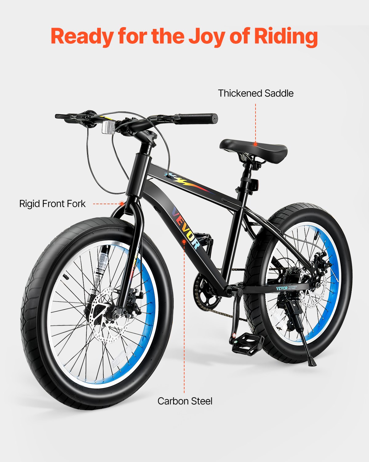 VEVOR Mountain Bike, 20 Inch MTB Bicycle With 7 Speeds SHIMANO Twist Shifting, Comfort Saddle, Dual Disc Brakes, High Carbon Steel Frame, Fat Tire Sport Cycling Bicycle For Trail Snow - Loving My Life Outdoors