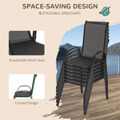 8 Pieces Patio Furniture Set with 9Ft Patio Umbrella, Outdoor Dining Table and Chairs, Black - Loving My Life Outdoors