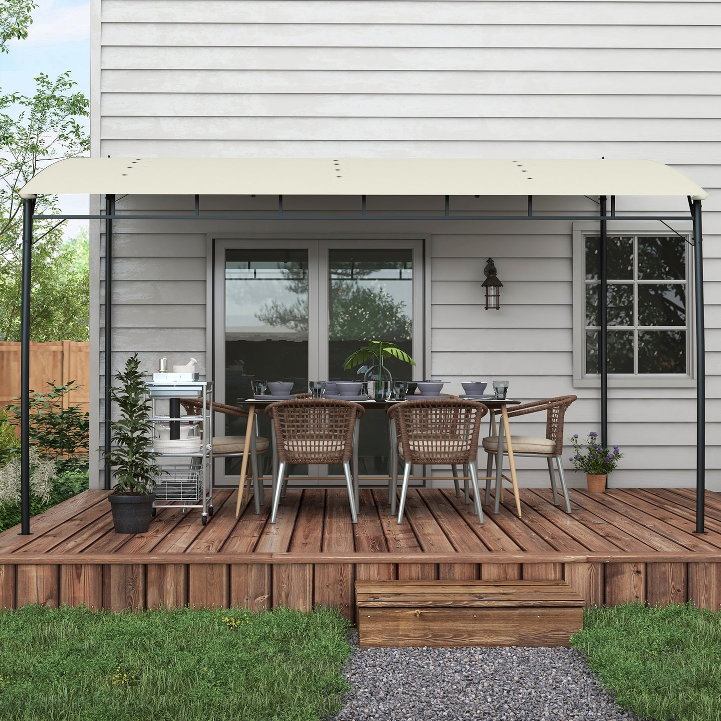 10' x 13' Outdoor Pergola Gazebo, Garden Sun Shade Shelter with Metal Frame for Porch, Patio, Deck, Backyard, Cream - Loving My Life Outdoors
