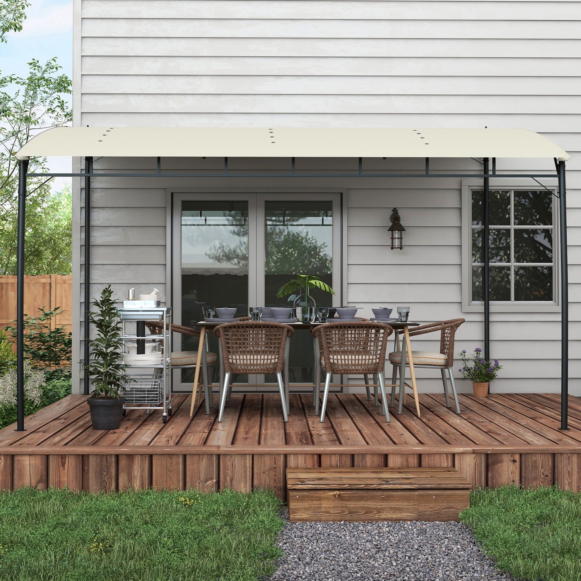 10' x 13' Outdoor Pergola Gazebo, Garden Sun Shade Shelter with Metal Frame for Porch, Patio, Deck, Backyard, Cream - Loving My Life Outdoors