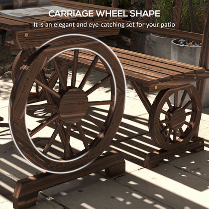 Patio Table and Chairs for 4 People, Wagon Wheel Design, Outdoor Furniture Set for Backyard, Garden, Carbonized - Loving My Life Outdoors