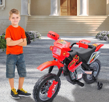 Kids 6V Electric Ride-On Motorcycle With Training Wheels, Battery-Powered, Red - Loving My Life Outdoors