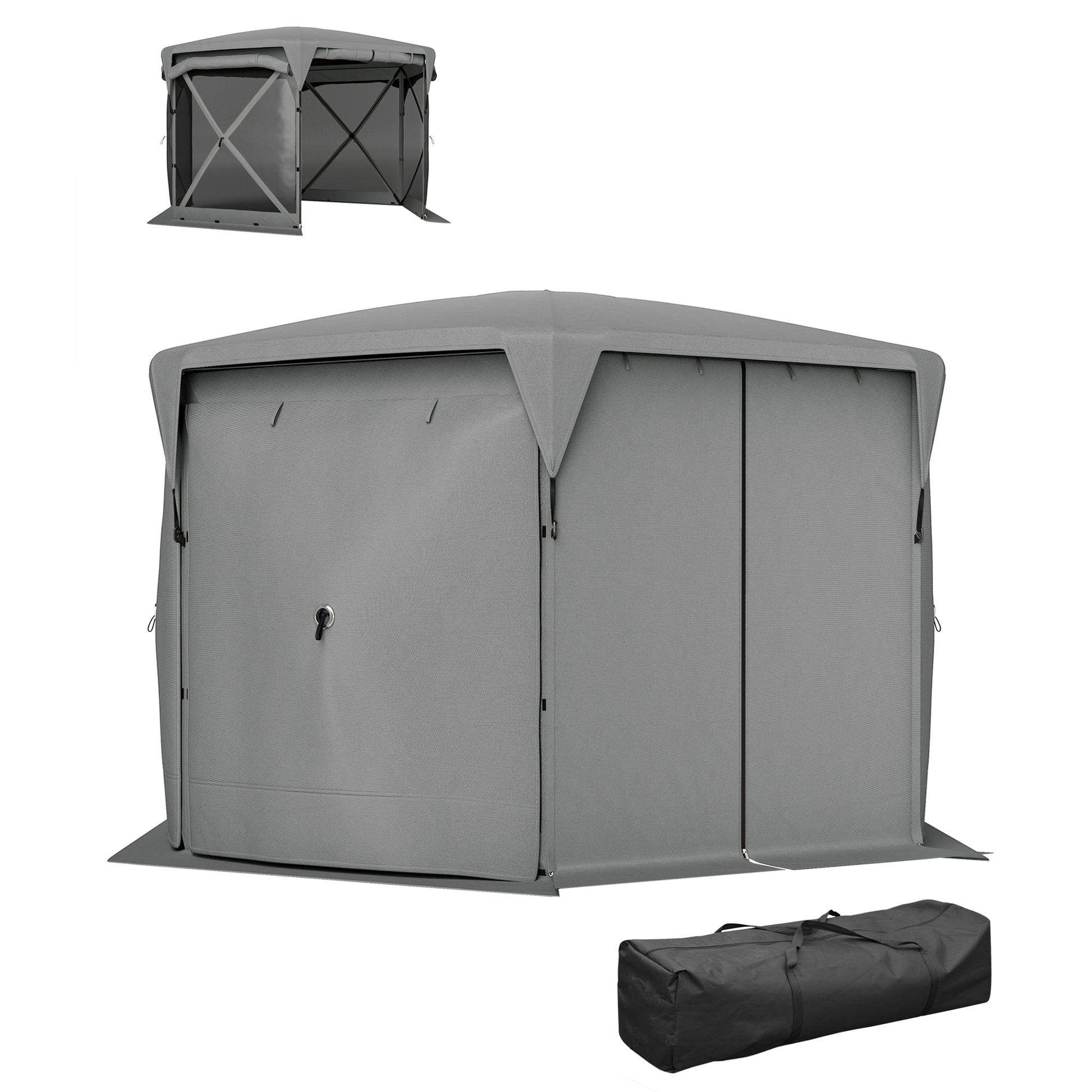 11 x 11ft Pop Up Gazebo Screen Tent with Removable Roof Cover, Roll-up Wind Panels for Camping, Backyard, Dark Gray - Loving My Life Outdoors