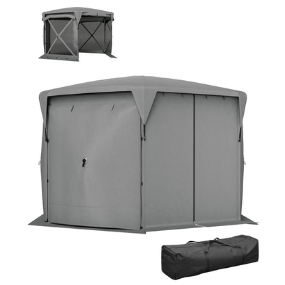 11 x 11ft Pop Up Gazebo Screen Tent with Removable Roof Cover, Roll-up Wind Panels for Camping, Backyard, Dark Gray - Loving My Life Outdoors
