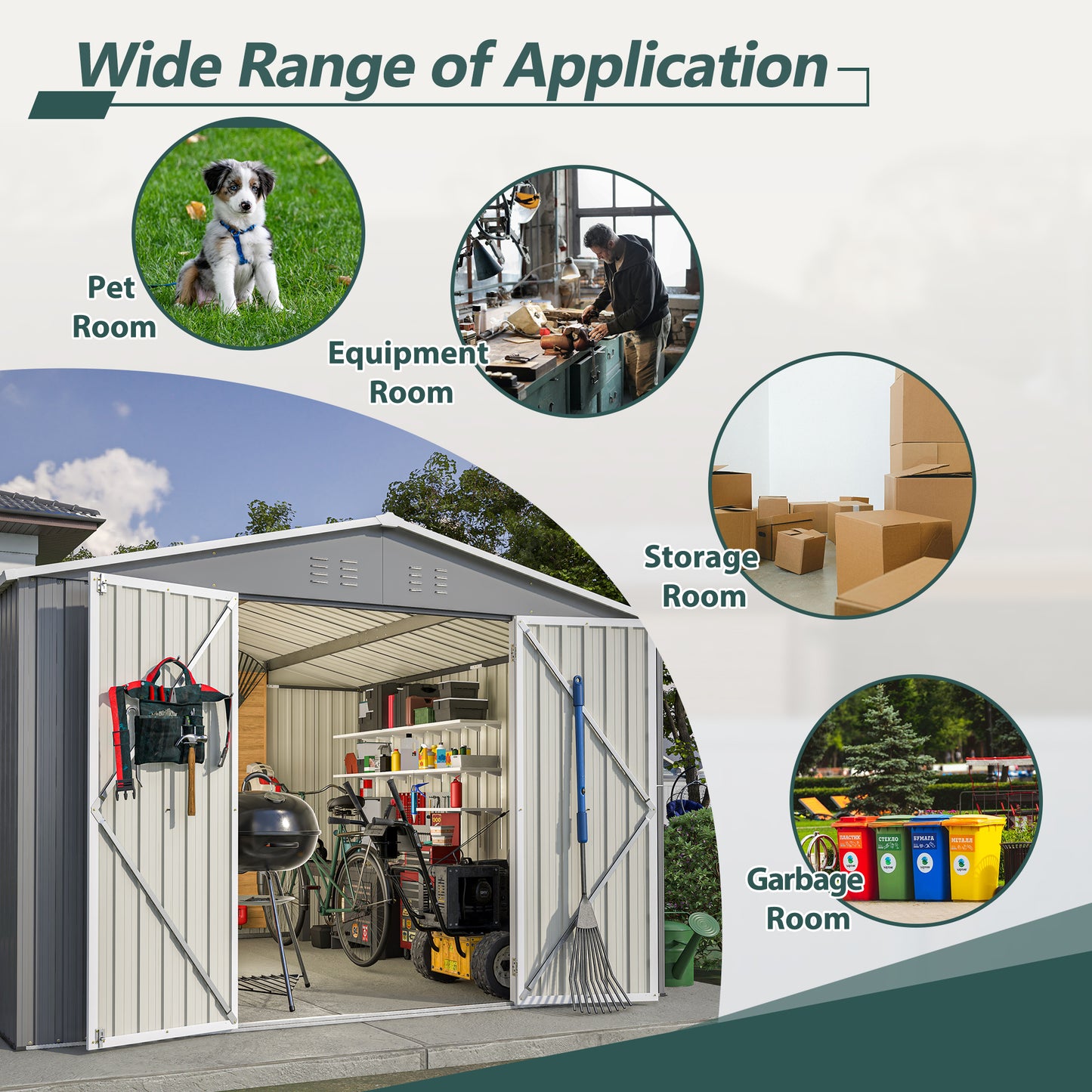 10 X 10 FT Outdoor Storage Shed, Large Metal Tool Sheds With Updated Frame Structure And Lockable Doors, Garden Shed For Backyard Garden Patio Lawn, Grey - Loving My Life Outdoors