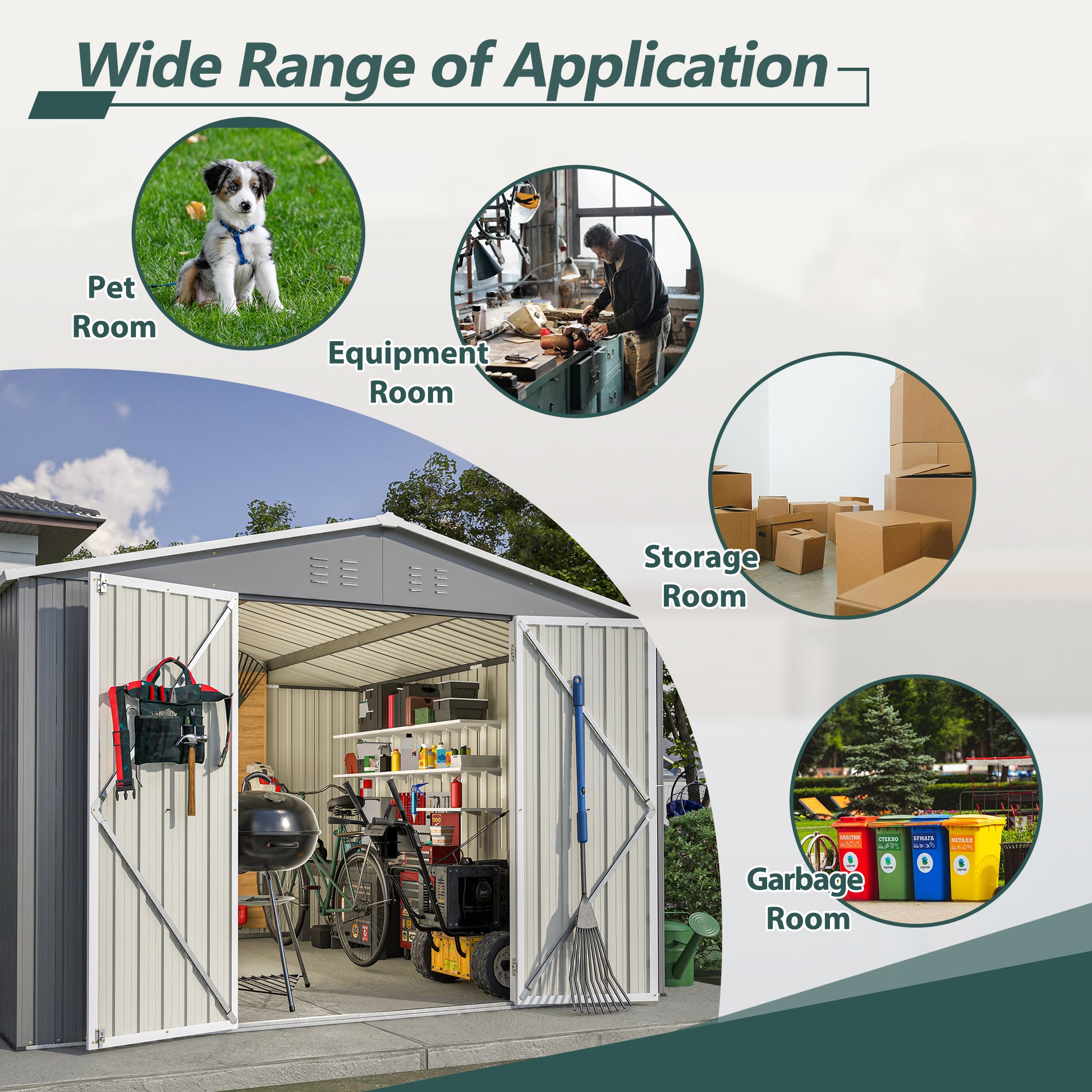 10 X 10 FT Outdoor Storage Shed, Large Metal Tool Sheds With Updated Frame Structure And Lockable Doors, Garden Shed For Backyard Garden Patio Lawn, Grey - Loving My Life Outdoors