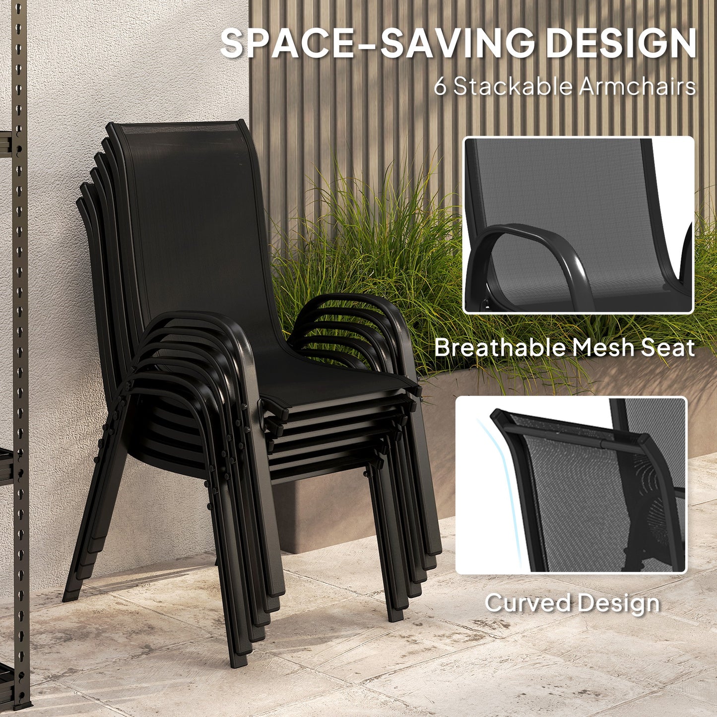 8 Pieces Patio Furniture Set with 9Ft Patio Umbrella, Outdoor Dining Table and Chairs, Black - Loving My Life Outdoors