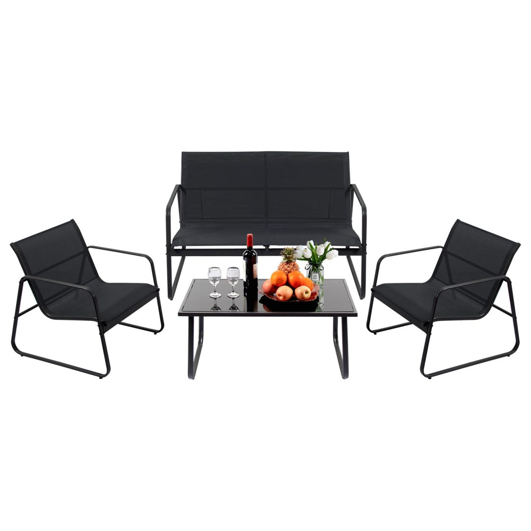 Courtyard Furniture Set, Outdoor Courtyard Furniture Reception Set With Table---4 Black - Loving My Life Outdoors