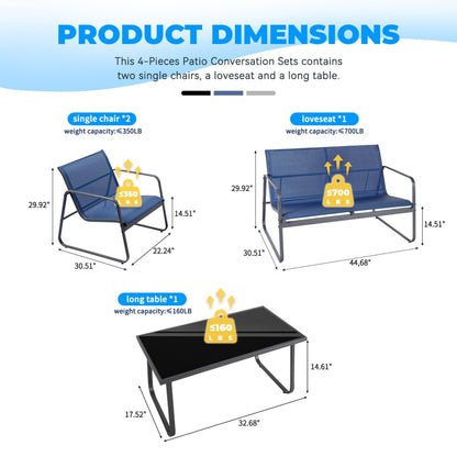 Courtyard Furniture Set, Outdoor Courtyard Furniture Reception Set With Table---4 Black - Loving My Life Outdoors