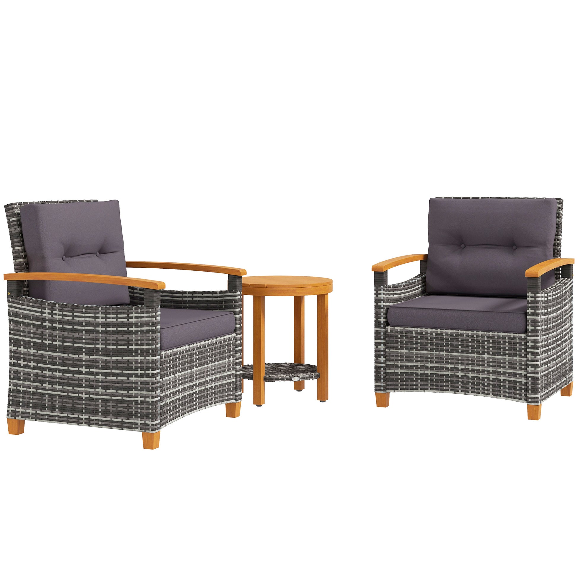 Outdoor Bistro Set Wicker Patio Furniture with Cushions for Porch, Backyard, Garden, Gray - Loving My Life Outdoors