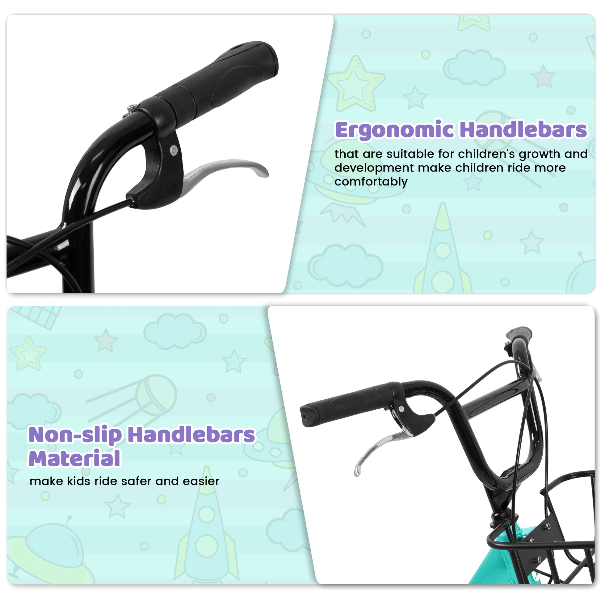 A20182 20 Inch Kids Bike For Boys & Girls, Children's Bicycle With Coaster Brake & V-Brake, 1-Speed, Chain Guard & Rear Rack, Lightweight Steel Frame Pink, Green, Purple, White - Loving My Life Outdoors