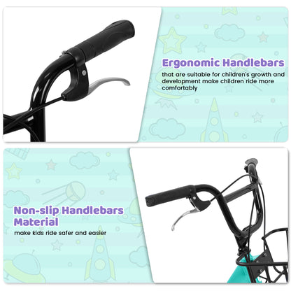 A20182 20 Inch Kids Bike For Boys & Girls, Children's Bicycle With Coaster Brake & V-Brake, 1-Speed, Chain Guard & Rear Rack, Lightweight Steel Frame Pink, Green, Purple, White - Loving My Life Outdoors