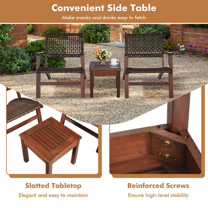 3 Pieces Outdoor Wooden Patio Rattan Furniture Set - Loving My Life Outdoors