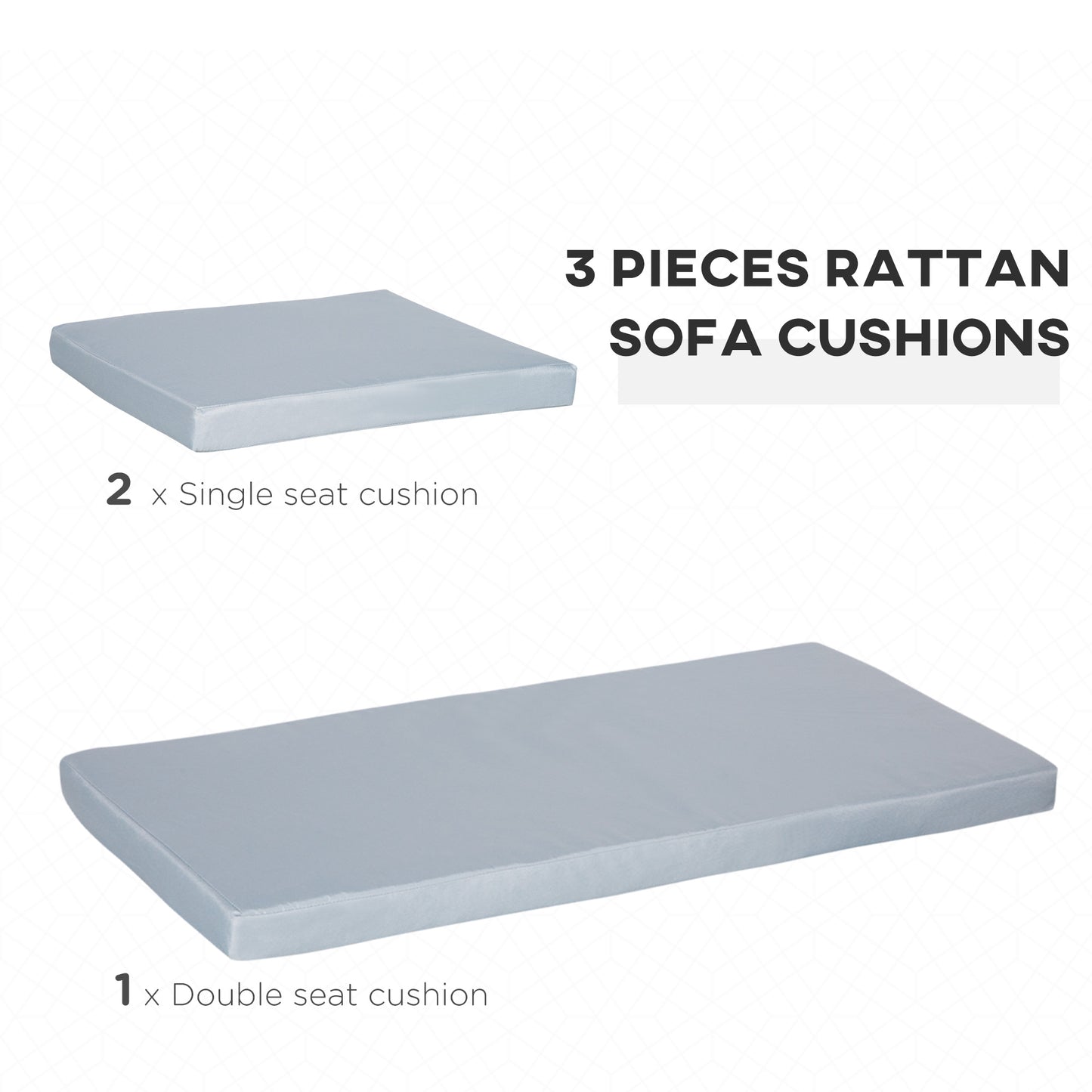3 PCs Outdoor Seat Cushion For Rattan Furniture, Garden Furniture Cushions, Grey - Loving My Life Outdoors