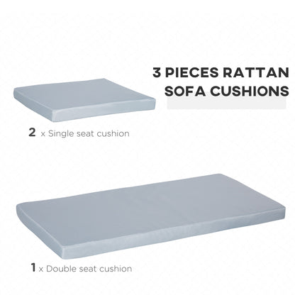 3 PCs Outdoor Seat Cushion For Rattan Furniture, Garden Furniture Cushions, Grey - Loving My Life Outdoors