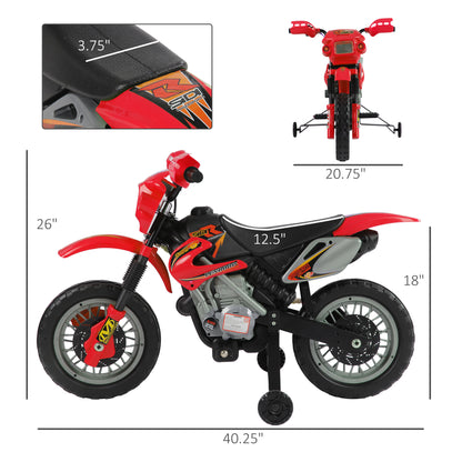Kids 6V Electric Ride-On Motorcycle With Training Wheels, Battery-Powered, Red - Loving My Life Outdoors