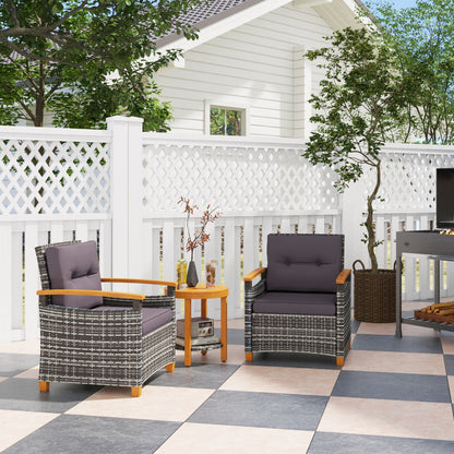 Outdoor Bistro Set Wicker Patio Furniture with Cushions for Porch, Backyard, Garden, Gray - Loving My Life Outdoors