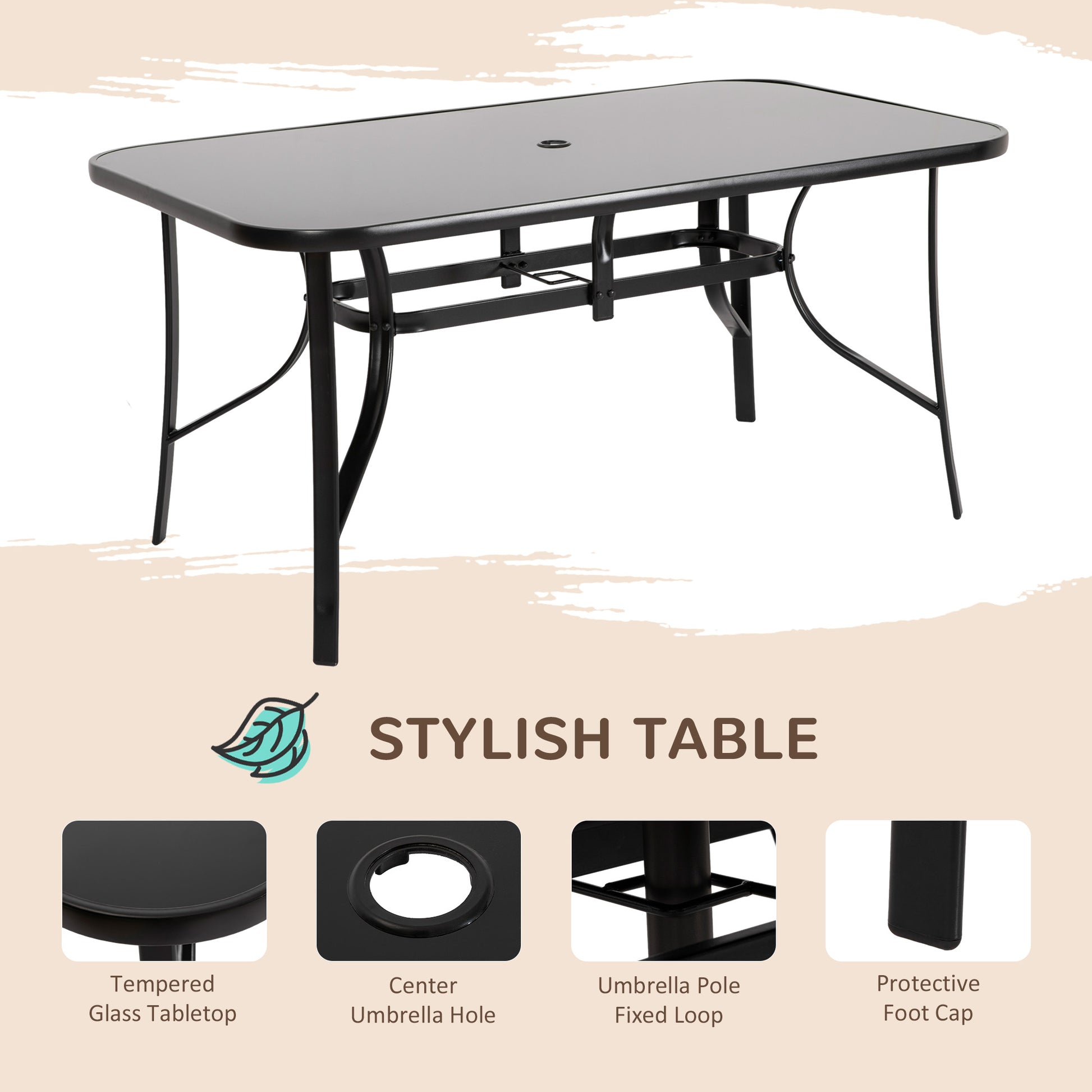 8 Pieces Patio Furniture Set with 9Ft Patio Umbrella, Outdoor Dining Table and Chairs, Black - Loving My Life Outdoors