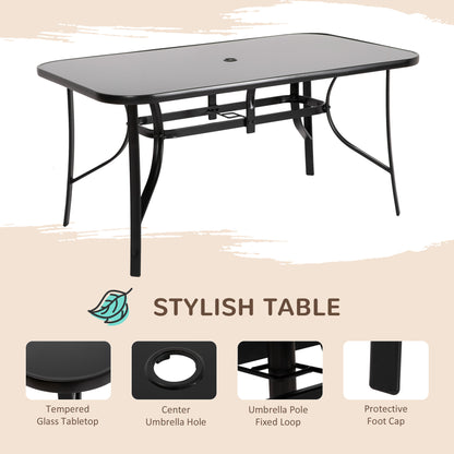 8 Pieces Patio Furniture Set with 9Ft Patio Umbrella, Outdoor Dining Table and Chairs, Black - Loving My Life Outdoors