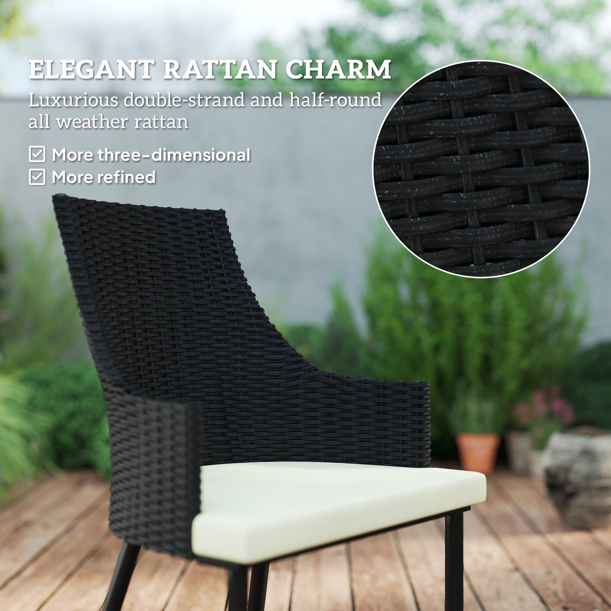 6 Seater Rattan Dining Set With Cushions, Garden Furniture Set With Armchairs, Rectangle Slatted Table Top, Steel Frame, Parasol Hole, Wicker Outdoor Furniture For Patio, Balcony, Cream White - Loving My Life Outdoors