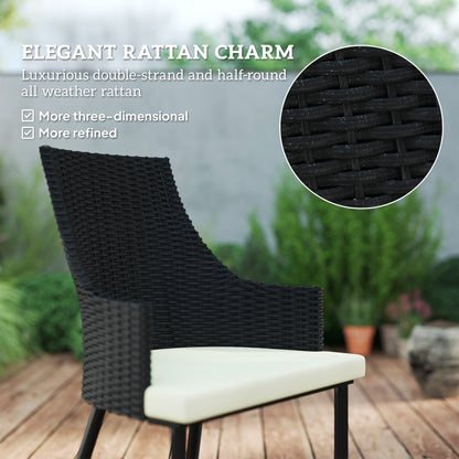 6 Seater Rattan Dining Set With Cushions, Garden Furniture Set With Armchairs, Rectangle Slatted Table Top, Steel Frame, Parasol Hole, Wicker Outdoor Furniture For Patio, Balcony, Cream White - Loving My Life Outdoors